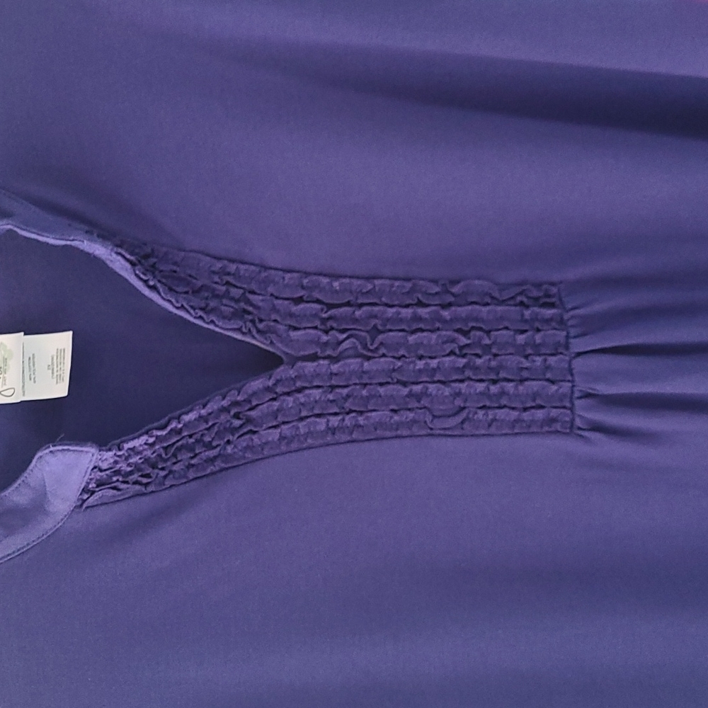 Just My Size V Neck w/Ruffles Tunic Blouse Top. Size 2X.  Purple  NWT - Picture 3 of 8